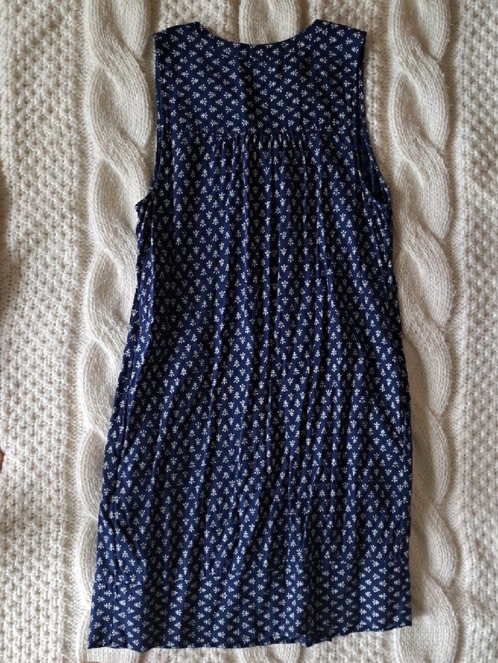 Sonoma Navy Blue Sleeveless Button-Front Shift Dress with White Floral Print - Picture 2 of 4